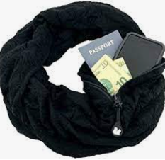 Scarf with a pocket for keys and money 